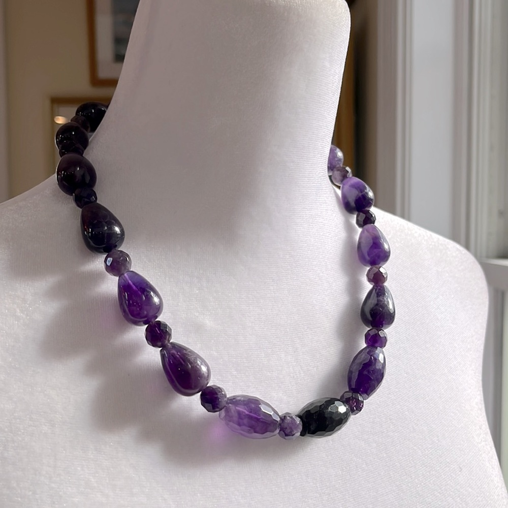 NWOT Jay King Amethyst Barrel Bead 19” Necklace with DTR 925 Sterling Silver.